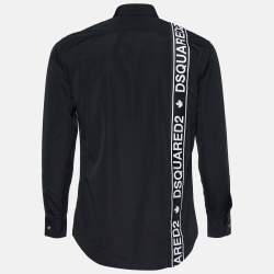 Pre Owned Dsquared2 Black Cotton Logo Embroidered Shirt S