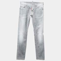 Pre Owned Dsquared2 Grey Distressed Denim Slim Fit Jeans M