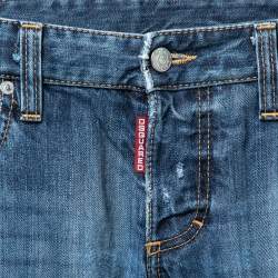 Dsquared2 Blue Distressed Denim Straight Fit Jeans M Waist 30