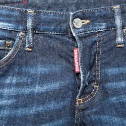 Pre Owned Dsquared2 Blue Denim Paint Splatter Slim Fit Jeans M Waist 30