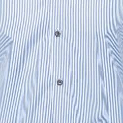 Dsquared2 Blue Striped Cotton Contrast Collar & Cuff Button Front Shirt S