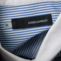 Dsquared2 Blue Striped Cotton Contrast Collar & Cuff Button Front Shirt S