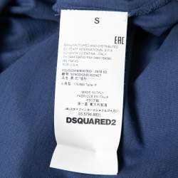 Pre Owned Dsquared2 Blue Cotton Logo Icon Embroidered T-Shirt S