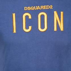 Pre Owned Dsquared2 Blue Cotton Logo Icon Embroidered T-Shirt S