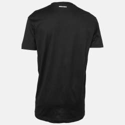 Pre Owned Dsquared2 Black Embroidered Cotton Short Sleeve T-Shirt XL