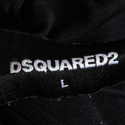 Pre Owned Dsquared2 Black Cotton Logo Printed Short Sleeve T-Shirt L
