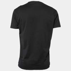 Pre Owned Dsquared2 Black Cotton Logo Printed Short Sleeve T-Shirt L