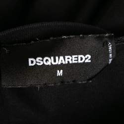 Pre Owned Dsquared2 Black Printed Cotton Short Sleeve T-Shirt M