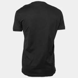 Pre Owned Dsquared2 Black Printed Cotton Short Sleeve T-Shirt M