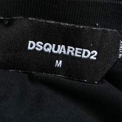 Pre Owned Dsquared2 Black Printed Cotton Short Sleeve T-Shirt M