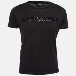 Dsquared2 Black Stretch Cotton Logo Embellished Short Sleeve T-Shirt S