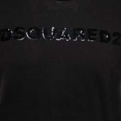 Dsquared2 Black Stretch Cotton Logo Embellished Short Sleeve T-Shirt S