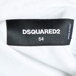 Dsquared2 White Height Chart Printed Cotton Button Front Shirt XXL