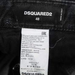 Pre Owned Dsquared2 Black Denim Distressed-Effect Skinny Slim Fit Jeans M Waist 34"