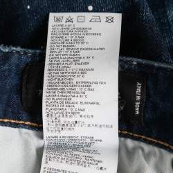 Pre Owned Dsquared2 Blue Distressed Denim Samurai Printed Jeans M Waist 33"