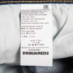 Pre Owned Dsquared2 Blue Distressed Denim Samurai Printed Jeans M Waist 33"