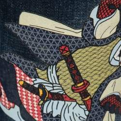 Pre Owned Dsquared2 Blue Distressed Denim Samurai Printed Jeans M Waist 33"