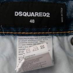 Pre Owned Dsquared2 Light Blue Distressed Denim Splash Paint Detail Jeans M Waist 36"