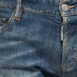 Pre Owned Dsquared2 Light Blue Distressed Denim Splash Paint Detail Jeans M Waist 36"