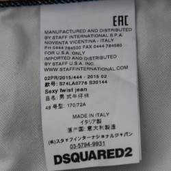 Dsquared2 Navy Blue Birds Embroidered Denim Distressed Sexy Twist Jeans M Waist 35"