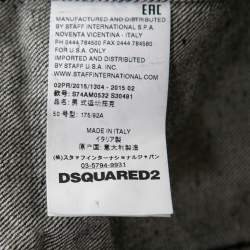 Pre Owned Dsquared2 Black Denim & Leather Biker Jacket L