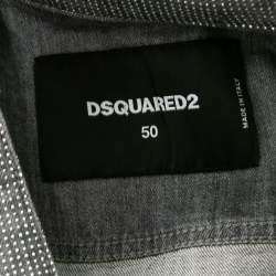 Dsquared2 Grey Splatter Effect Denim Metal Studded Jacket L