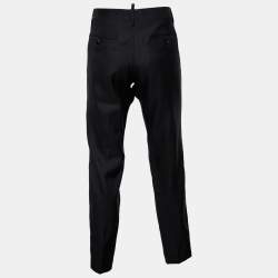 Dsquared2 Black Wool & Silk Straight Leg Pants XL