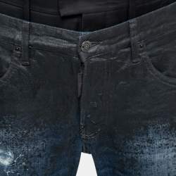 Pre Owned Dsquared2 Blue Distressed Denim Painted Damaged Jeans M Waist 34"