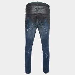 Pre Owned Dsquared2 Blue Distressed Denim Painted Damaged Jeans M Waist 34"