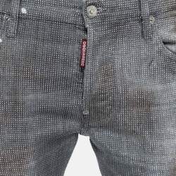 Dsquared2 Grey Distressed Studded Denim Slim Fit Jeans M Waist 34"