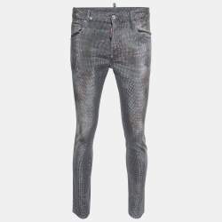 Dsquared2 Grey Distressed Studded Denim Slim Fit Jeans M Waist 34"