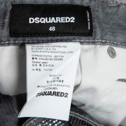 Dsquared2 Grey Distressed Studded Denim Slim Fit Jeans M Waist 34"