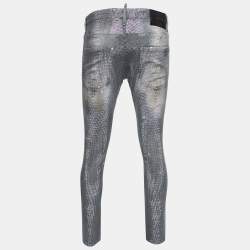 Dsquared2 Grey Distressed Studded Denim Slim Fit Jeans M Waist 34"