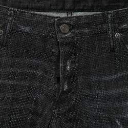 Dsquared2 Black Distressed Studded Denim Slim Fit Jeans M Waist 33"