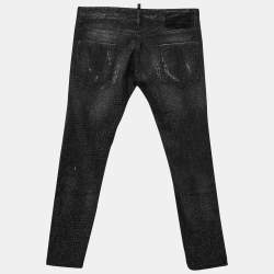 Dsquared2 Black Distressed Studded Denim Slim Fit Jeans M Waist 33"