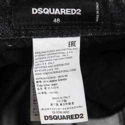 Dsquared2 Dark Grey Distressed Painted Denim Slim Fit Jeans M Waist 33"
