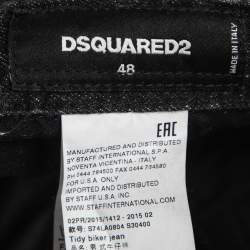 Dsquared2 Dark Grey Distressed Painted Denim Slim Fit Jeans M Waist 33"