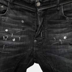 Dsquared2 Dark Grey Distressed Painted Denim Slim Fit Jeans M Waist 33"