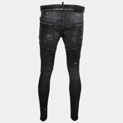 Dsquared2 Dark Grey Distressed Painted Denim Slim Fit Jeans M Waist 33"