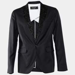 Dsquared2 Black Wool & Silk Embellished Lapel Detail Tuxedo Jacket XL