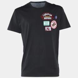 Dsquared2 Black Cotton Knit Applique Detail T-Shirt XXL