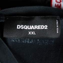 Dsquared2 Black Cotton Knit Applique Detail T-Shirt XXL