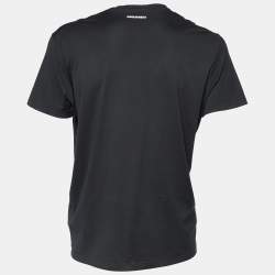 Dsquared2 Black Cotton Knit Applique Detail T-Shirt XXL