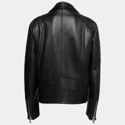 Dsquared2 Black Leather Quilted Biker Jacket XL