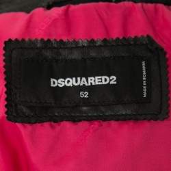 Dsquared2 Black Leather Quilted Biker Jacket XL