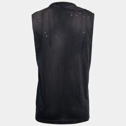 Dsquared2 Black Distressed Effect Kiss Print Cotton Sleeveless T-Shirt M