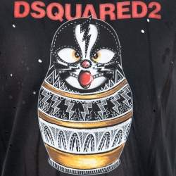Dsquared2 Black Distressed Effect Kiss Print Cotton Sleeveless T-Shirt M