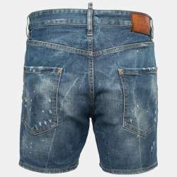 DSquared2 Blue Distressed Paint Splattered Denim Shorts M Waist 33"