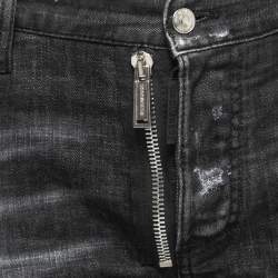 DSquared2 Black Distressed Faded Denim Bermuda Shorts M Waist 31"