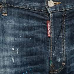 DSquared2 Blue Distressed Paint Splattered Denim Shorts M Waist 33"